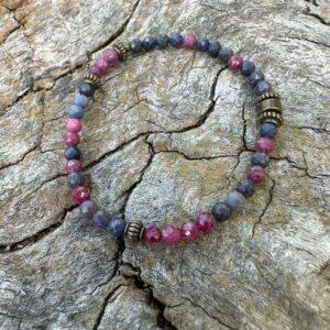 Bransoletka z Rubinem i Szafirem - koraliki fasetowane