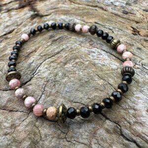 Bransoletka z Turmalinu fasetowanego i Rodochrozytu