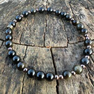 Bransoletka z obsydianu i hematytu