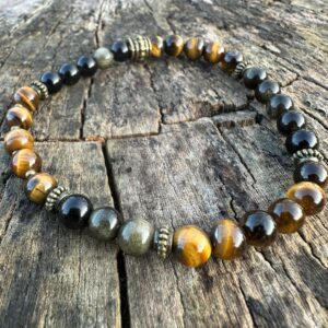 Bransoletka z tygrysiego oka i obsydianu