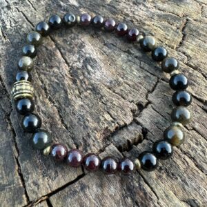 Bransoletka z obsydianu i granatu