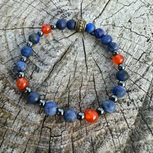 Bransoletka z lapis lazuli, agatu i hematytu