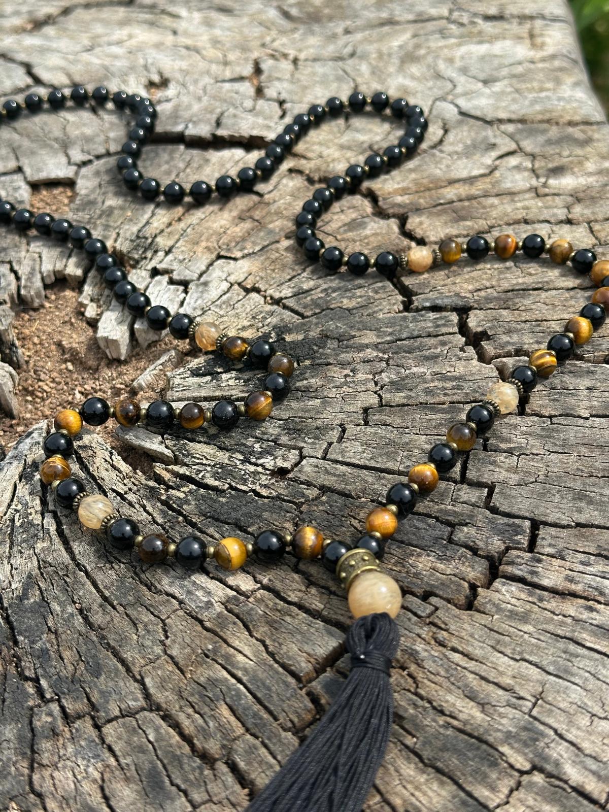 Mala z czarnego turmalinu, tygrysiego oka i cytrynu - obrazek 2