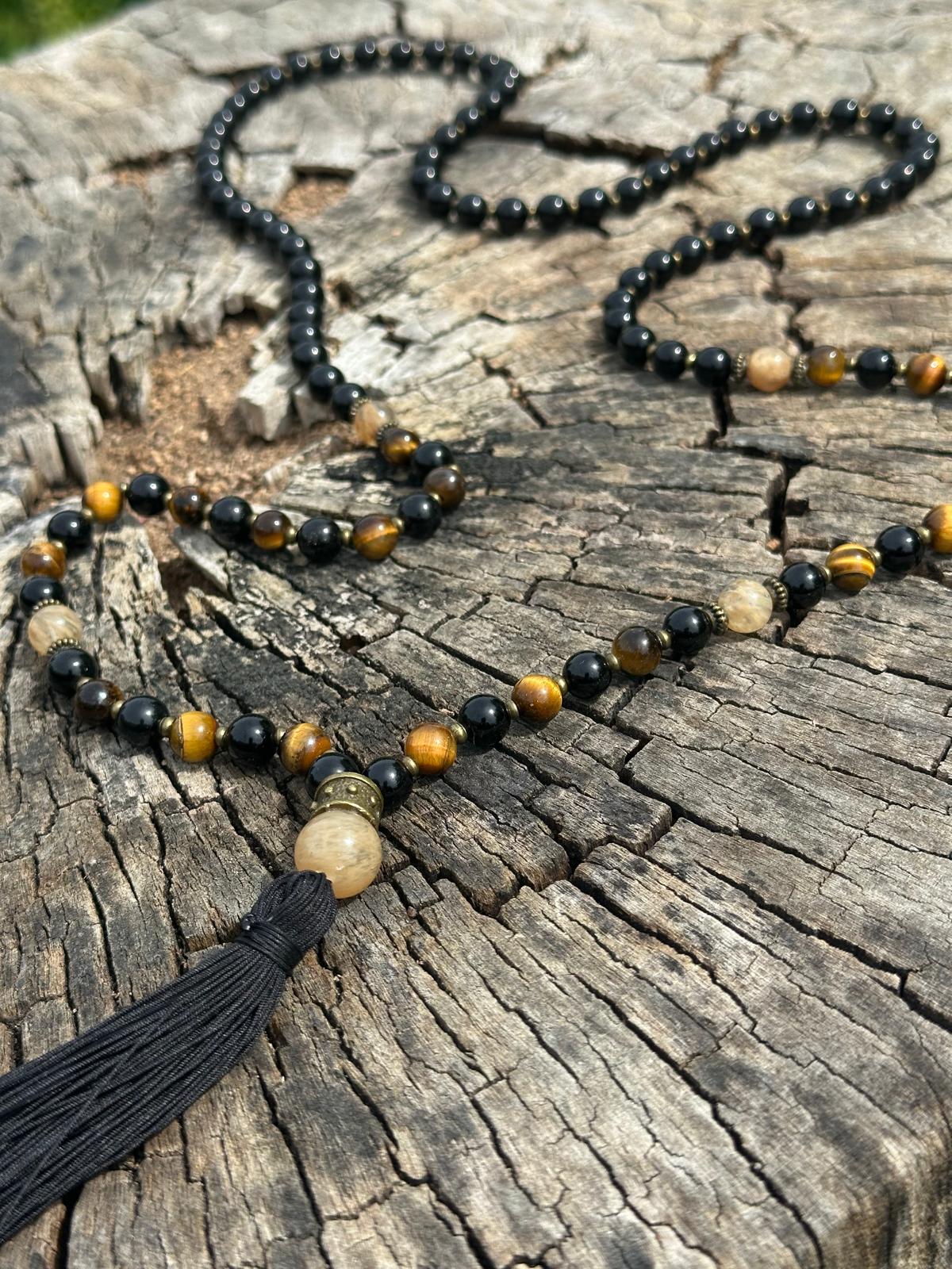 Mala z czarnego turmalinu, tygrysiego oka i cytrynu - obrazek 3