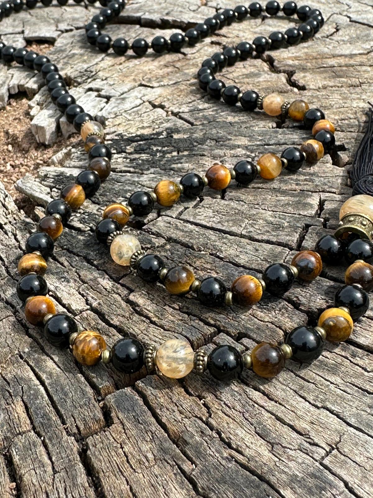 Mala z czarnego turmalinu, tygrysiego oka i cytrynu - obrazek 5