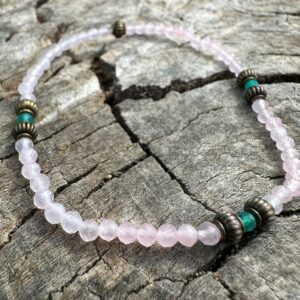 Bransoletka z kwarcu różowego i zielonego onyxu