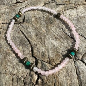 Bransoletka z kwarcu różowego i zielonego onyxu