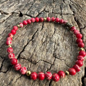 Bransoletka z jaspisu czerwonego i złotego hematytu