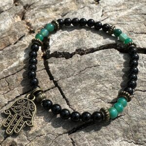 Bransoletka z turmalinu i zielonego agatu