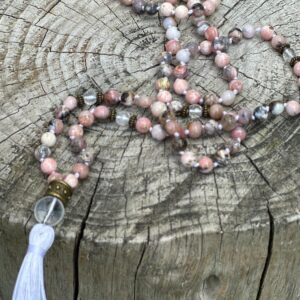 Mala z opalu peruwiańskiego i kryształu górskiego