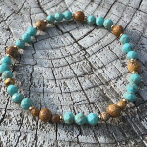 Bransoletka z turkusu i jaspisu obrazkowego